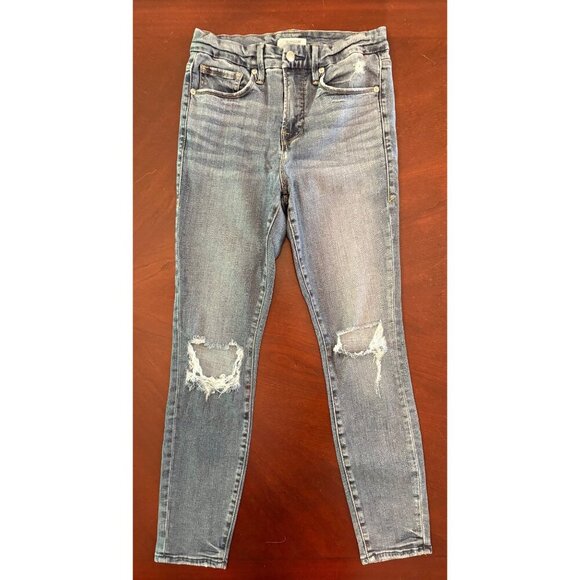 Good American Denim Good Legs Crop High Rise Ripped Skinny Jeans Size 27 US 4 - Picture 2 of 11